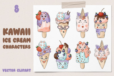 Cute Ice Cream Clipart | Kawaii Popsicle Cartoon PNG