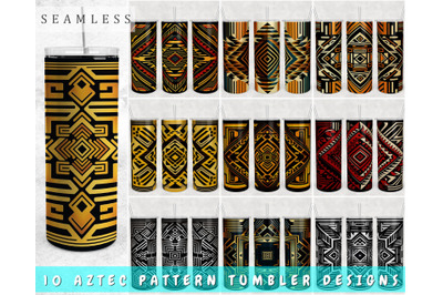 Aztec Pattern Tumbler Wraps Bundle, 20 Oz Skinny Tumbler Aztec PNG