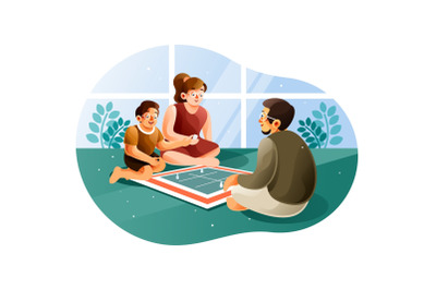 Happy family playing board games