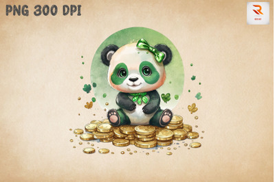 Panda &amp;amp; Gold Coins St Patrick&amp;&23;039;s Day