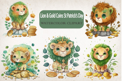 Lion &amp; Coins St Patrick&#039;s Day Clipart Bundle