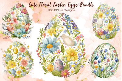 Cute Floral Easter Eggs Bundle