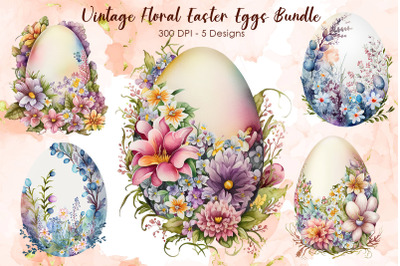 Vintage Floral Easter Eggs Bundle