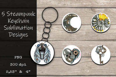 Steampunk Keychain Sublimation PNG Designs