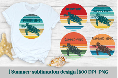 Turtle sublimation | Summer retro sunset