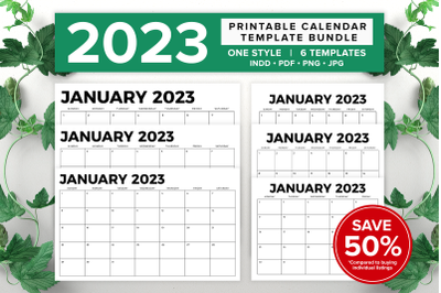 2023 Calendar Template Bundle