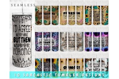 Sarcastic Tumbler Wraps Bundle, 20 Oz Skinny Tumbler Sarcastic PNG