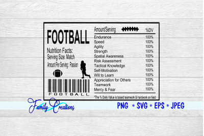 Football Nutrition Label