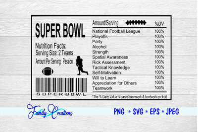 Super Bowl Nutrition Label