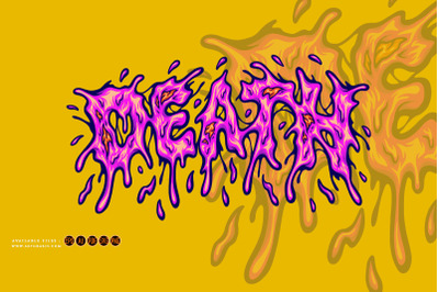 Death melting text lettering word illustrations