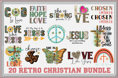 Retro Christian Bundle/20 Sublimation Printing and Design