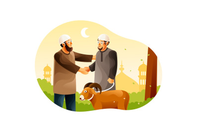 Muslims give goats for Eid al-Adha