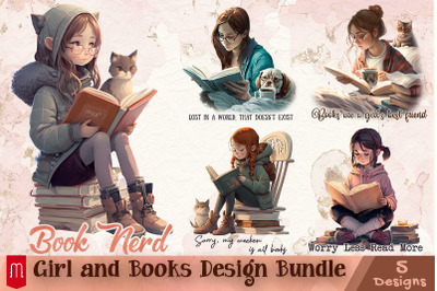 Girl And Books Design Bundle