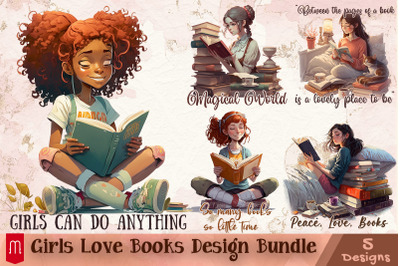 Girls Love Books Design Bundle