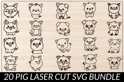 beautiful pig laser cut svg bundle