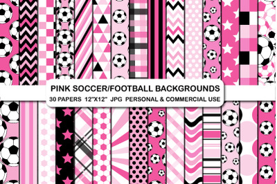 Pink Soccer Digital Papers Football Background Pattern Paper