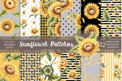 Watercolor sunflower patterns Watercolor Patterns PNG, JPG