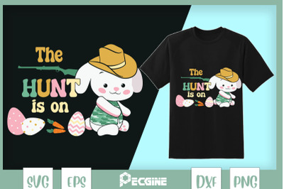 The Hunt is On Cute Bunny Western Easter