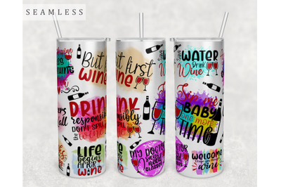 Wine Quotes Tumbler Wrap, 20 Oz Skinny Tumbler Wine Quotes Design