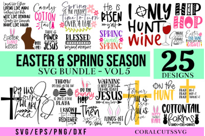 Easter &amp; Spring Season SVG Bundle - 25 Designs