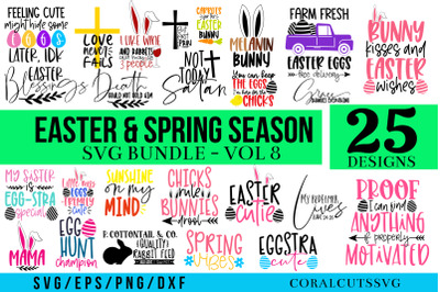 Easter &amp; Spring Season Shirt SVG Bundle - 25 Designs