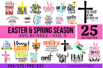 Easter &amp; Spring Season Bundle of 25 SVG DXF PNG JPG Design
