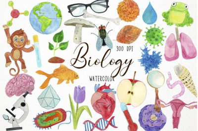 Watercolor Biology Clipart, Biologist Clipart, Science Clipart