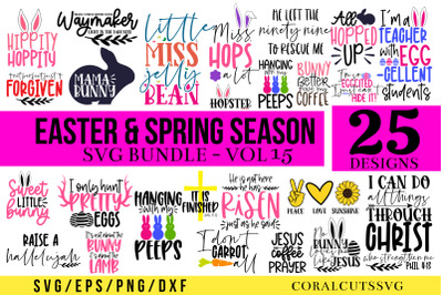 Cute Easter &amp; Spring Season SVG Bundle - 25 Designs
