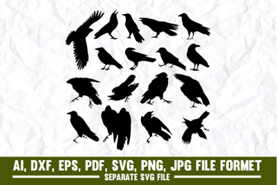 Crow - Bird, Raven - Bird, Bird, Vector, Cut Out, Icon, Black Color, S