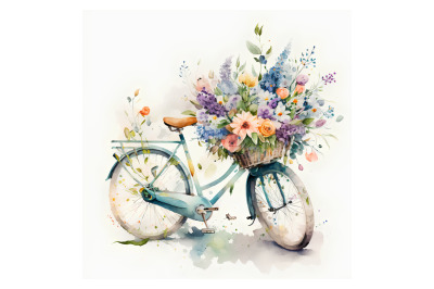 Watercolor Floral Bicycle