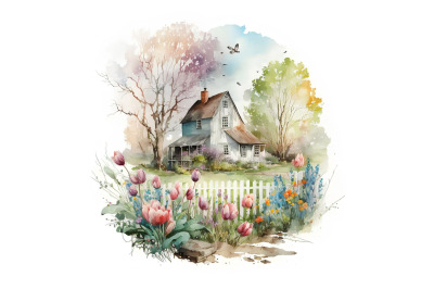 Watercolor Spring Garden