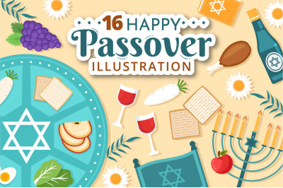 16 Happy Passover Jewish Holiday Illustration