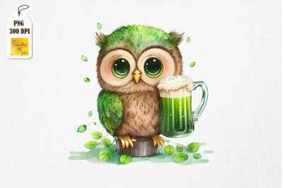 Cute Owl Loves Beer St Patrick&#039;s Day