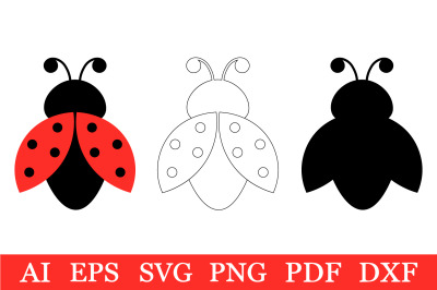 Ladybug SVG. Ladybug coloring. Ladybug silhouette