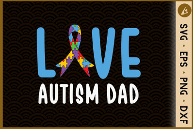 Love Autism Dad Puzzle Ribbon