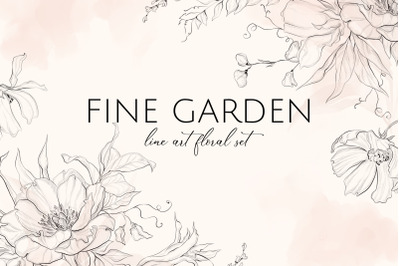 FINE GARDEN line art floral set