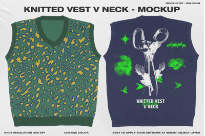 Knitted Vest V Neck - Mockup