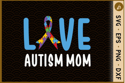 Love Autism Mom Puzzle Ribbon