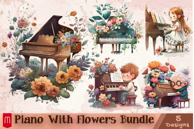 Piano With Flowers Designs Bundle