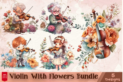 Violin With Flowers Designs Bundle