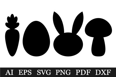 Bunny silhouette. Easter silhouette clipart. Easter SVG