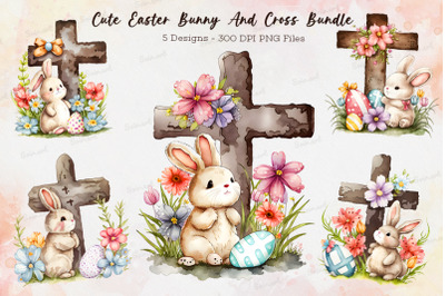 Cute Easter Bunny And Cross Bundle