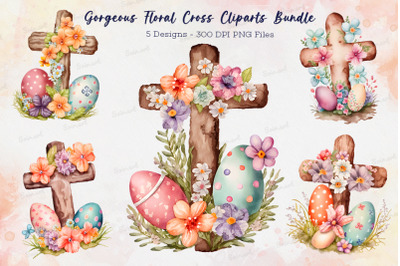 Gorgeous Floral Cross Cliparts Bundle