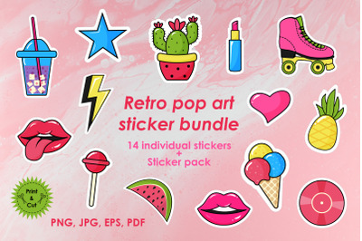 Retro pop art sticker bundle