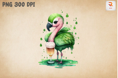 Flamingo Loves Beer St Patrick&#039;s Day