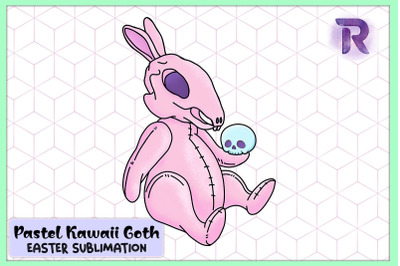 Kawaii Pastel Goth Skeleton Bunny Easter