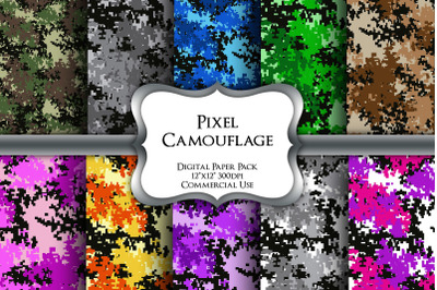 Pixel Camouflage Digital Paper Pack