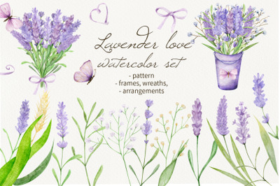 Watercolor Lavender Arrangement Clipart