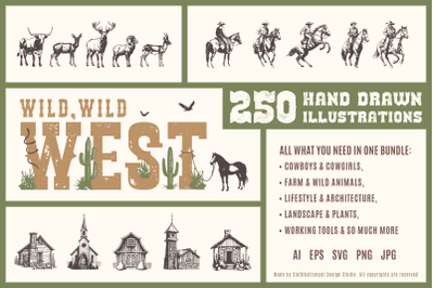 Wild, Wild West. 250 Hand Drawn Illustrations