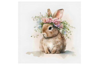 Watercolor Bunny with a Crown